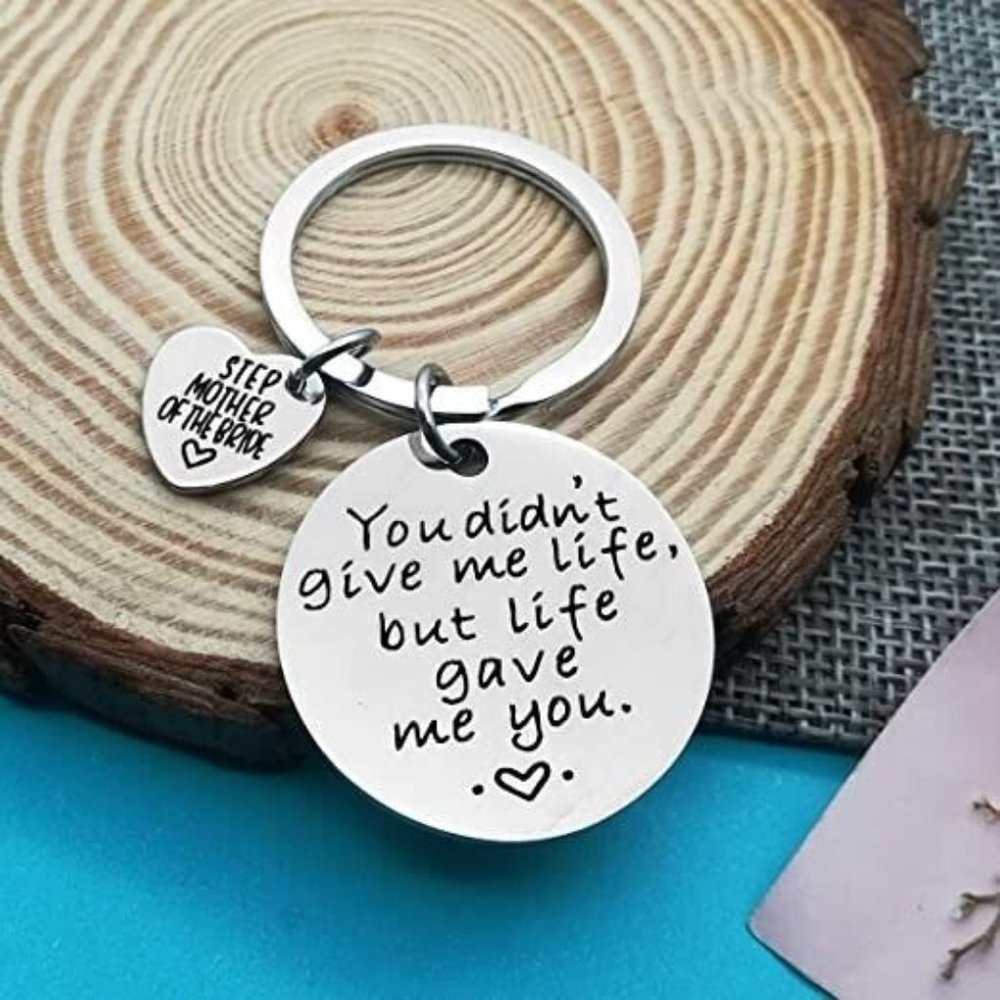 Stepmother of the Bride Wedding Bridal Daughter to Mom Love Keychain Gif…